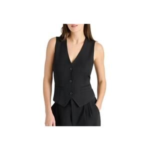 Steve Madden Black Tailored Vest Sleeveless Button Front NWT Size XLarge